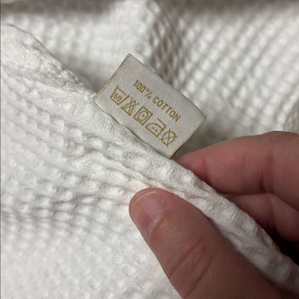 Frette 1860 Waffle 100% Cotton Unisex White Short Sleeve Bathrobe Size XL - Picture 9 of 9